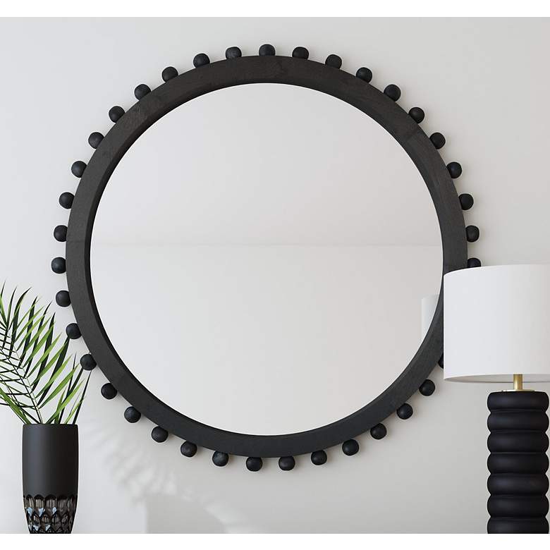 Image 7 Renn Matte Black 50" Round Oversized Wall Mirror more views