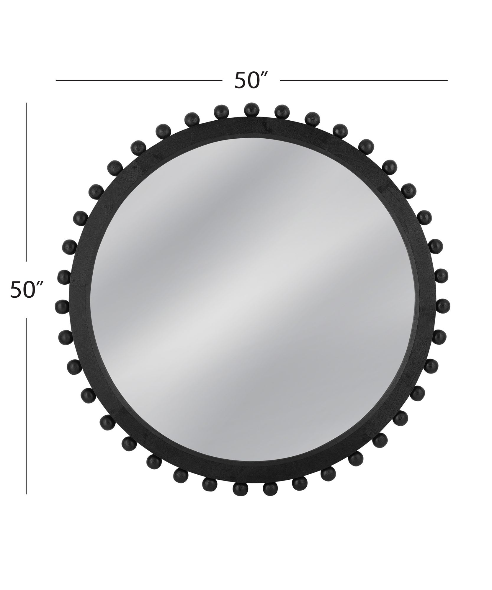 Renn Matte Black 50" Round Oversized Wall Mirror