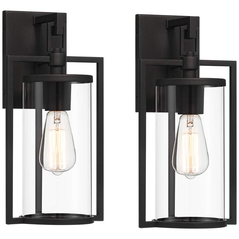 Image 2 Rennes 15 3/4" High Black Outdoor Wall Light Set of 2