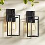 1_Rennes 15 3/4" High Black Outdoor Wall Light Set of 2
