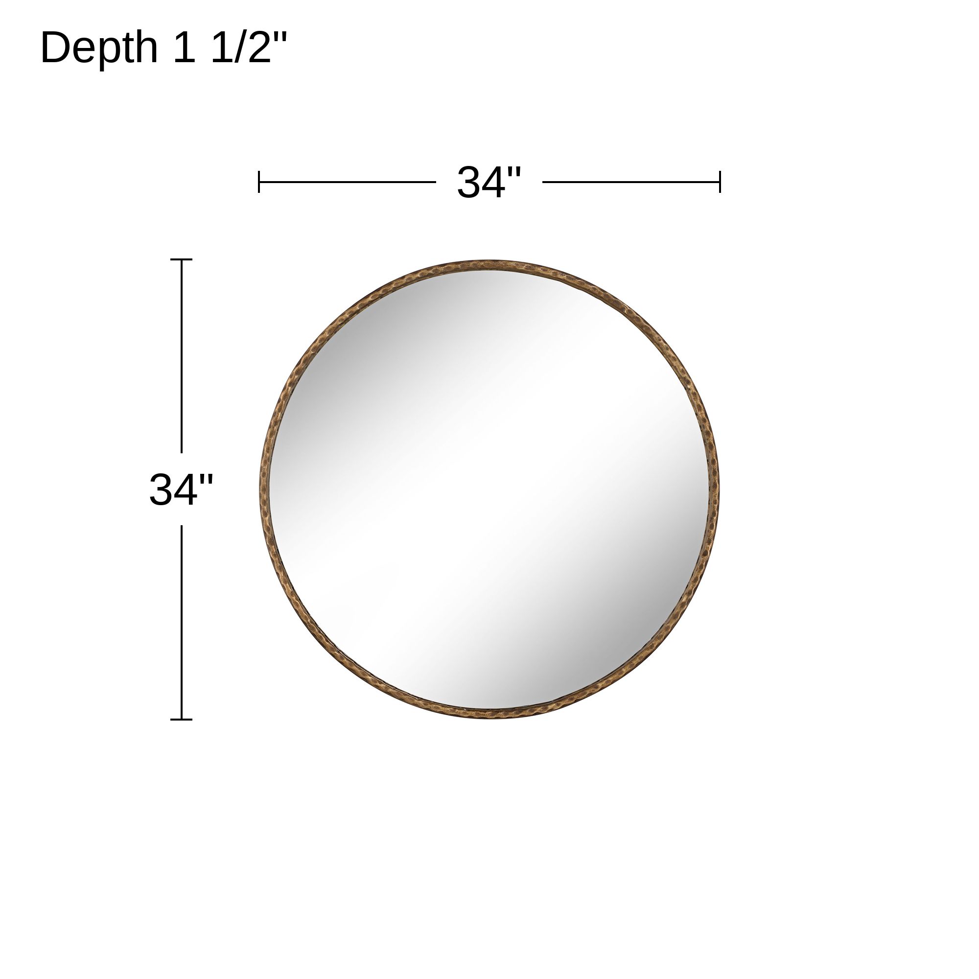 Image 7 Reno 34" x 34" Bronzed Gold Iron Rustic Modern Round Wall Mirror more views