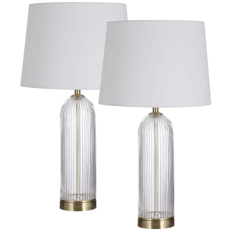 Image 1 Renwil 25" High Modern Clear Fluted Glass Table Lamps Set Of 2