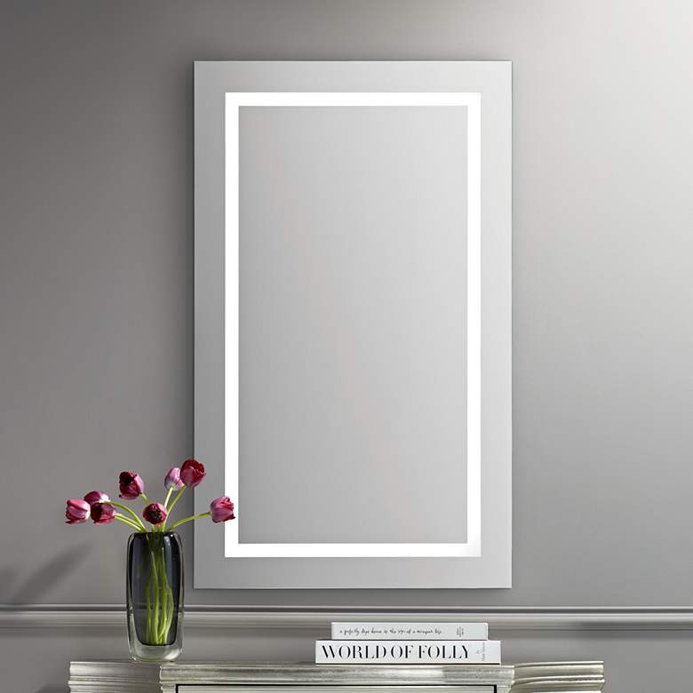 Image 1 Renwil Adele Clear Glass 24" x 40" Rectangular LED Wall Mirror