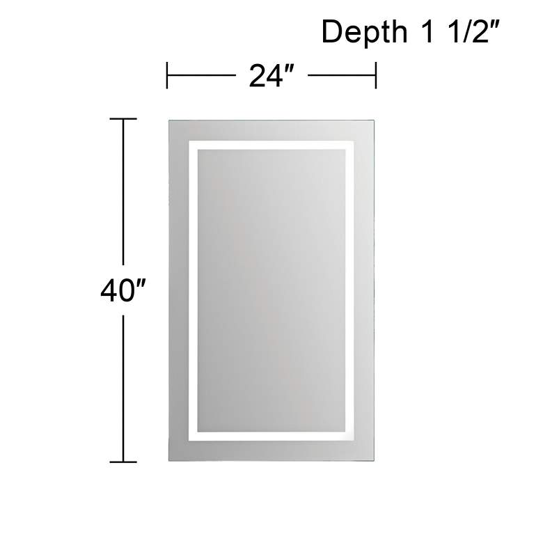 Image 4 Renwil Adele Clear Glass 24" x 40" Rectangular LED Wall Mirror more views