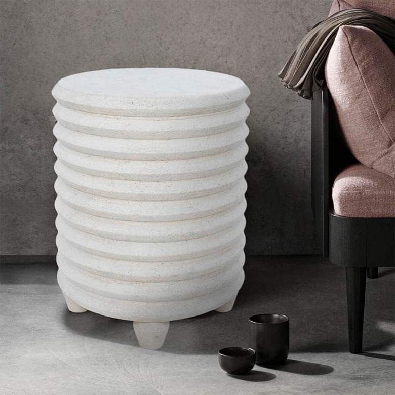 Image 1 Renwil Aleksi 15" Wide Natural Stone Indoor/Outdoor Side Table