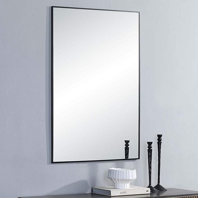 Image 1 Renwil Amara Matte Black Iron 30" x 45" Rectangular Wall Mirror