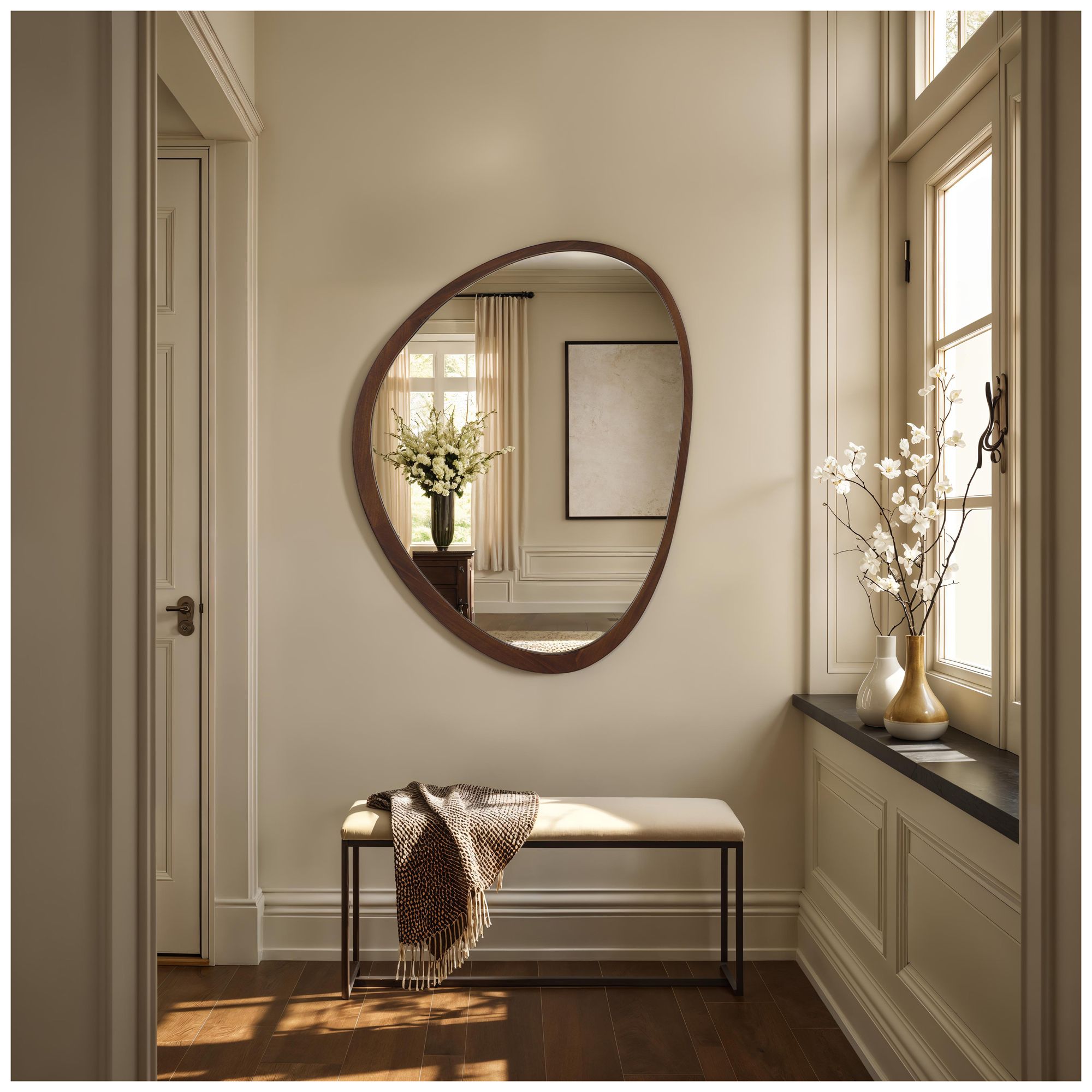 Image 3 Renwil Borago 46" H x 36" W Wall Mirror, Brown more views