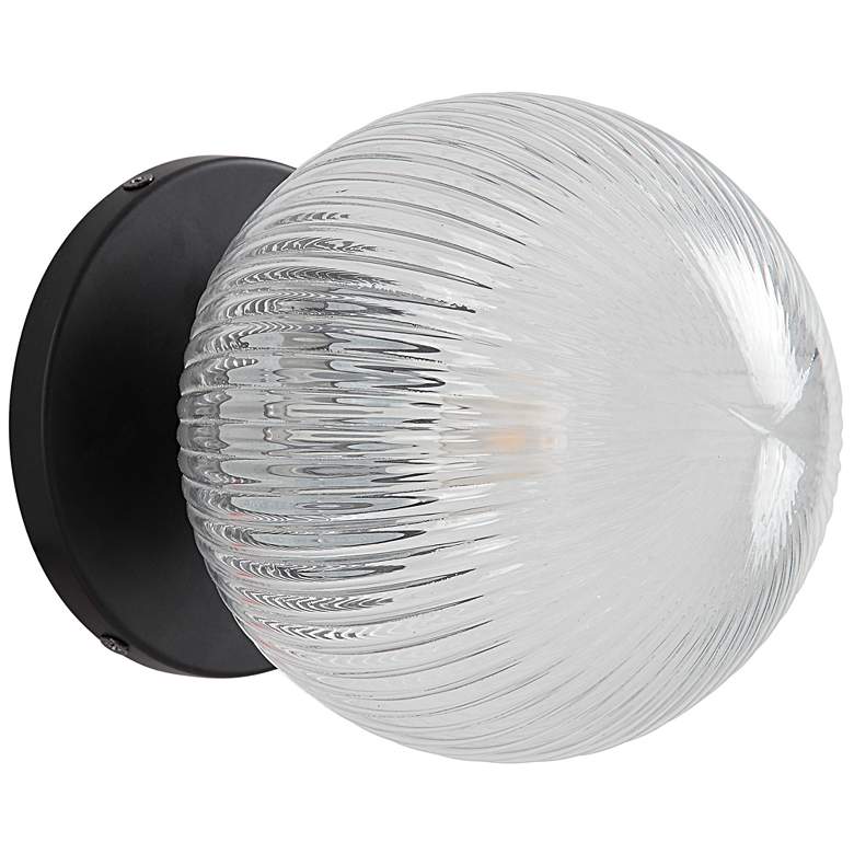 Image 1 Renwil Brian Matte Black Cear Ribbed Wall Sconce 6x6x6.75"