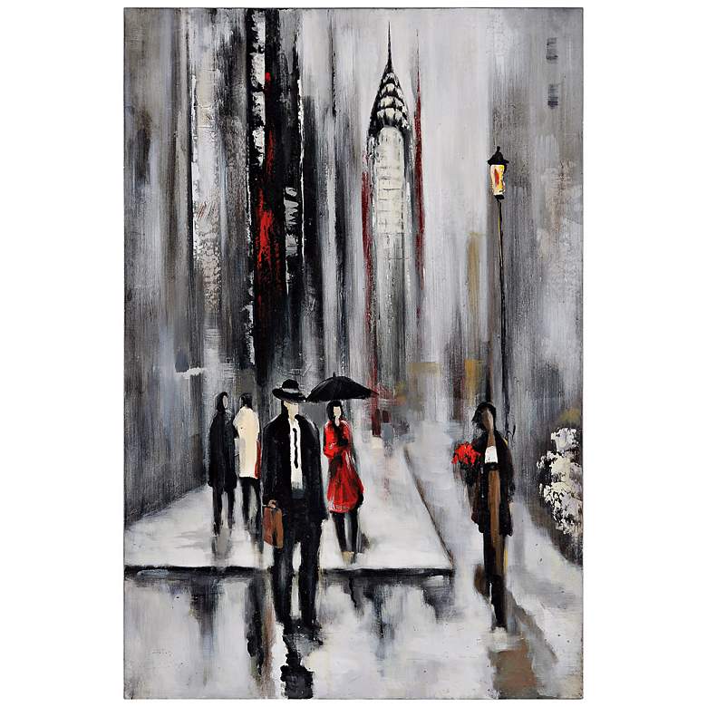 Image 1 Renwil Bustling City II 34" Wide Hand-Painted Wall Art