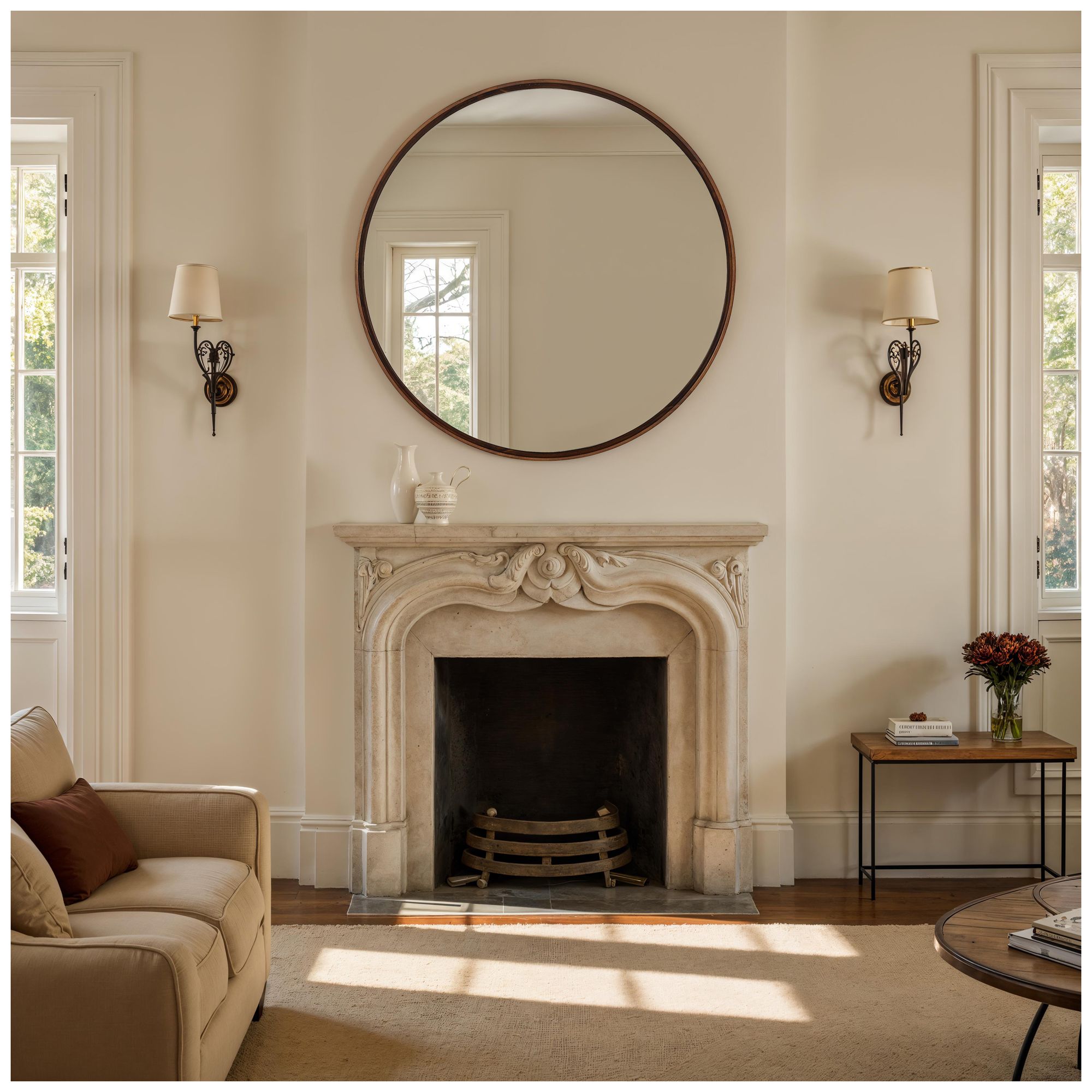Image 3 Renwil Cabiria 36" H x 36" W Wall Mirror, Brown more views