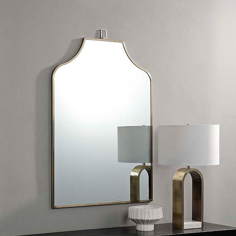 Image 1 Renwil Calliope Iron Antique Brushed Brass Wall Mirror 30 x 45 x .75