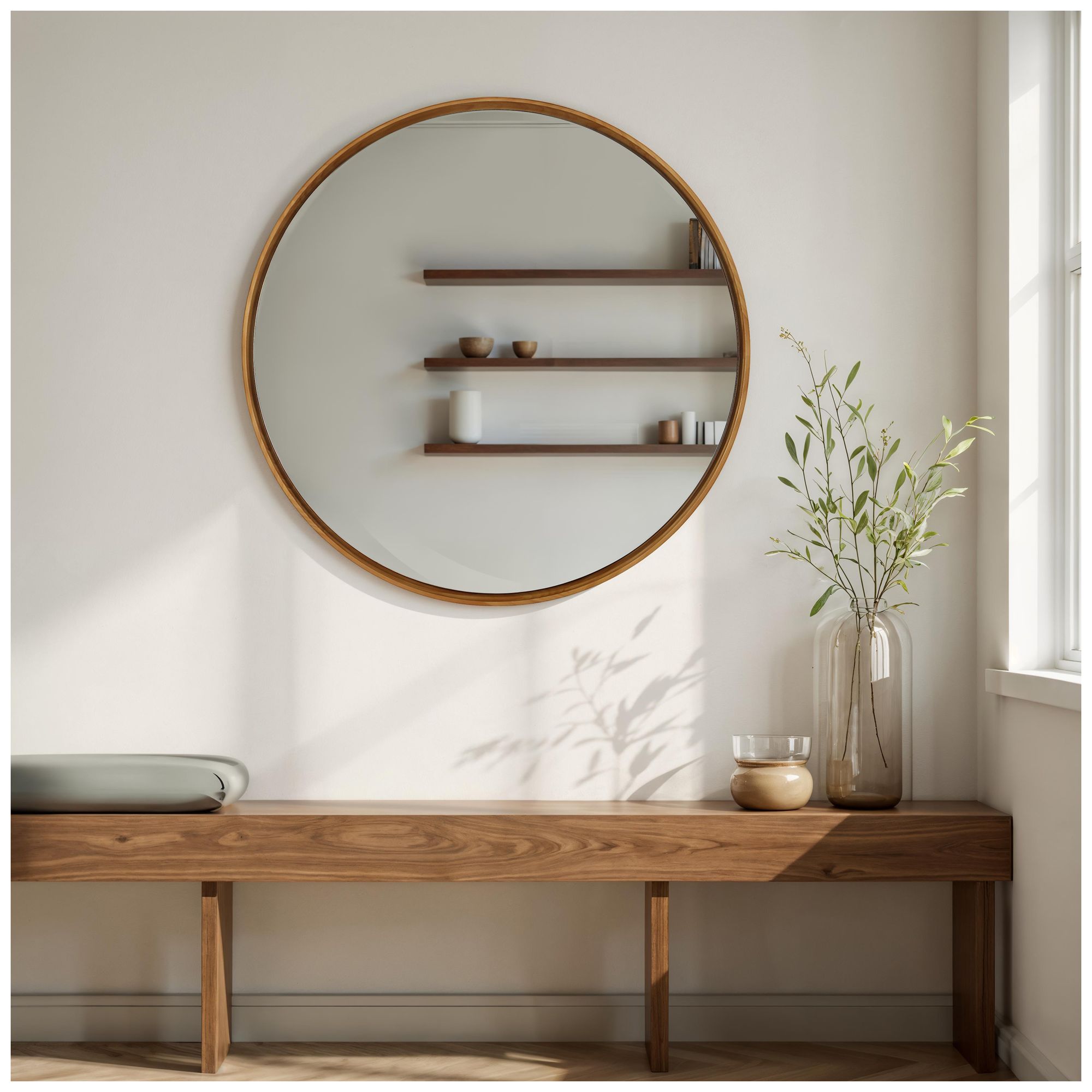 Image 2 Renwil Canna 36" H x 36" W Wall Mirror, Beige more views