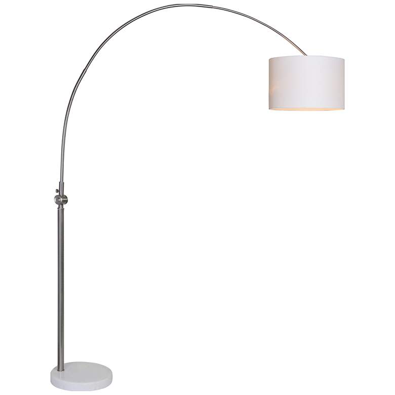 Image 1 Renwil Cassell 82 1/2" High Nickel and White Marble Arc Floor Lamp