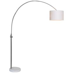 Renwil Cassell 82 1/2" High Nickel and White Marble Arc Floor Lamp
