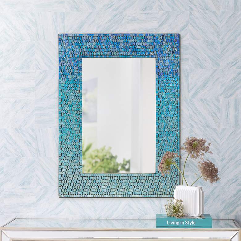 Image 1 Renwil Catarina Tropical Sea Blue 23" x 31" Mosaic Wall Mirror