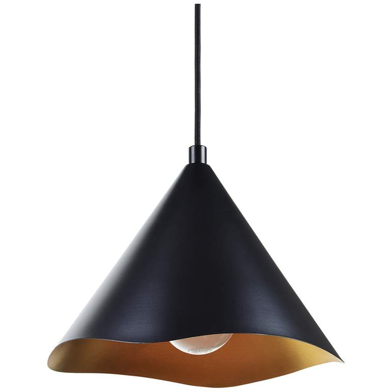 Image 1 Renwil Cinder Iron Matte Black and Gold Ceiling Fixture Dia-12x9.25"H