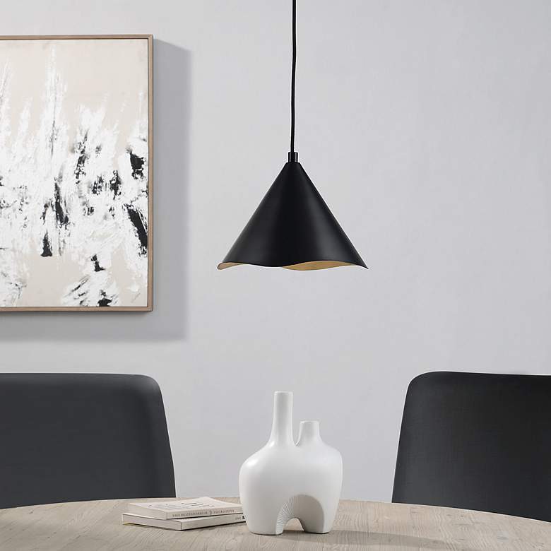 Image 5 Renwil Cinder Iron Matte Black and Gold Ceiling Fixture Dia-12x9.25"H more views