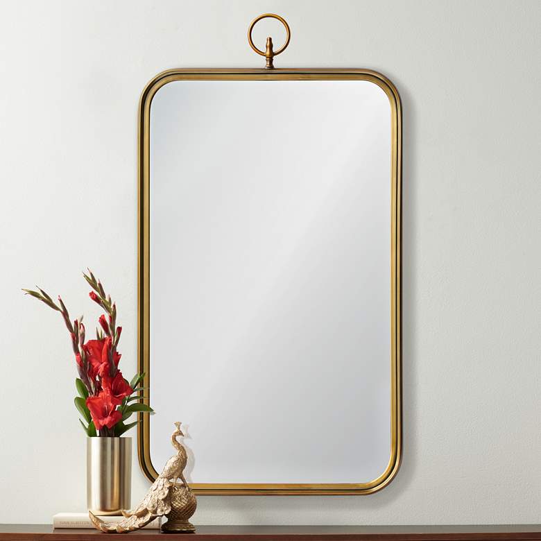 Image 1 Renwil Coburg Golden Brass 22" x 36" Rectangular Wall Mirror