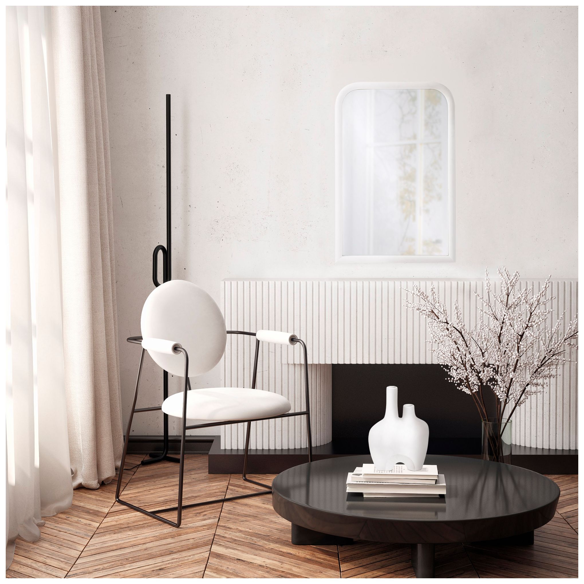 Image 3 Renwil Colima 36" Tall Arch Wall Mirror, White more views