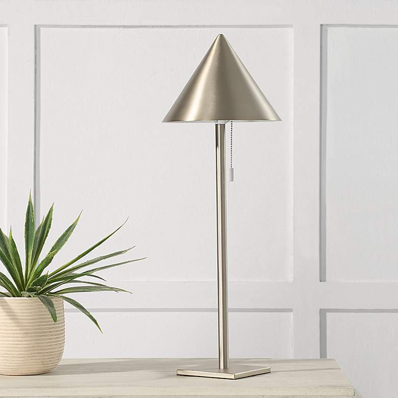 Image 1 Renwil Cone Shade 25" High Modern Metal Pull Chain Table Lamp