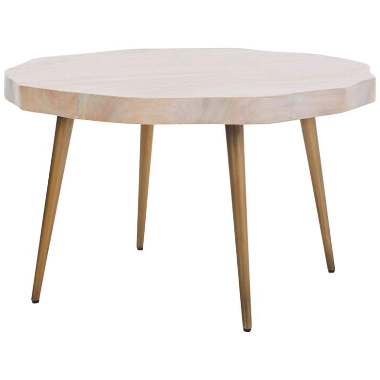 Image 2 Renwil Core 30" Wide Brass and Whitewash Wood Modern Coffee Table