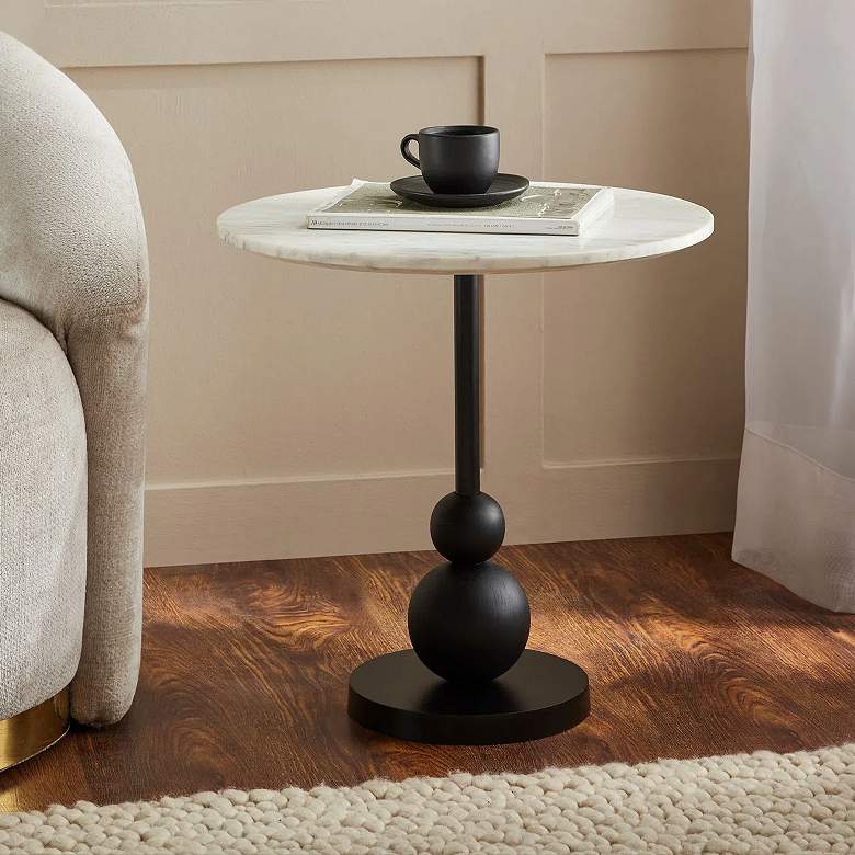 Image 1 Renwil Corrine 20" Wide Matte Black and Natural White Side Table