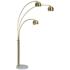 Renwil Dorset 83" Satin Brass and Marble Base 3-Light Arc Floor Lamp