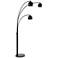 Renwil Folia 87" High 3-Light Black Finish Modern Arc Floor Lamp