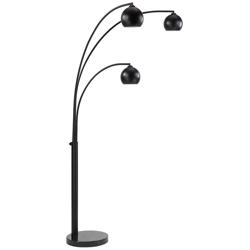 Renwil Folia 87" High 3-Light Black Finish Modern Arc Floor Lamp