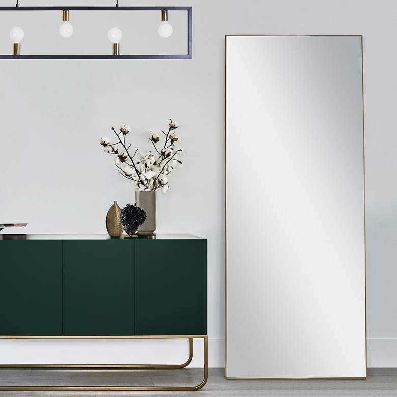 Image 2 Renwil Geranium Antique Brass 30" x 72" Rectangular Floor Mirror