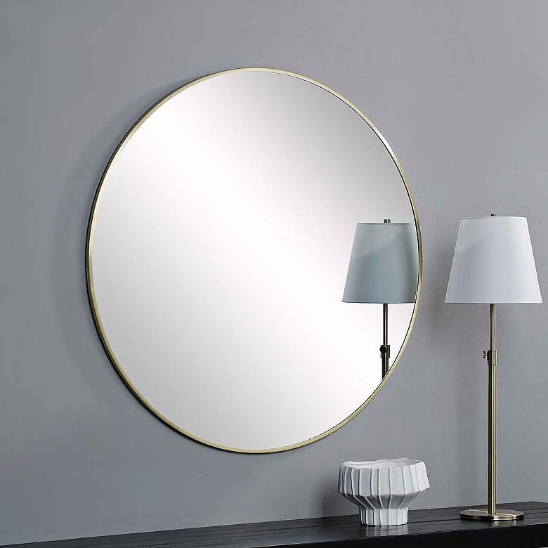 Image 1 Renwil Grady Iron Satin Brass Wall Mirror Dia-40 x 0.5