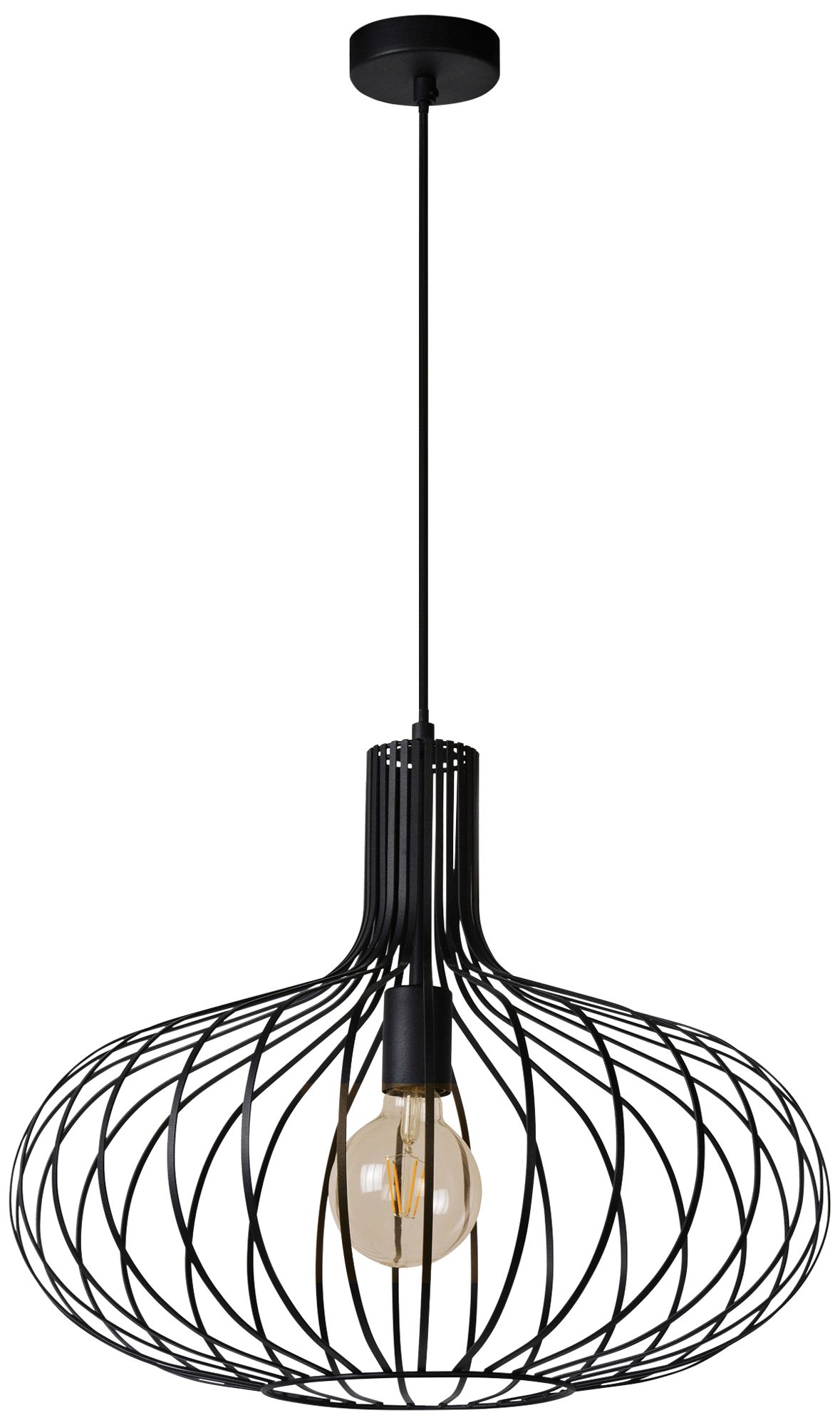 Renwil Ione 19 3 4 Wide Textured Black Open Cage Pendant Light 80J63 Lamps Plus