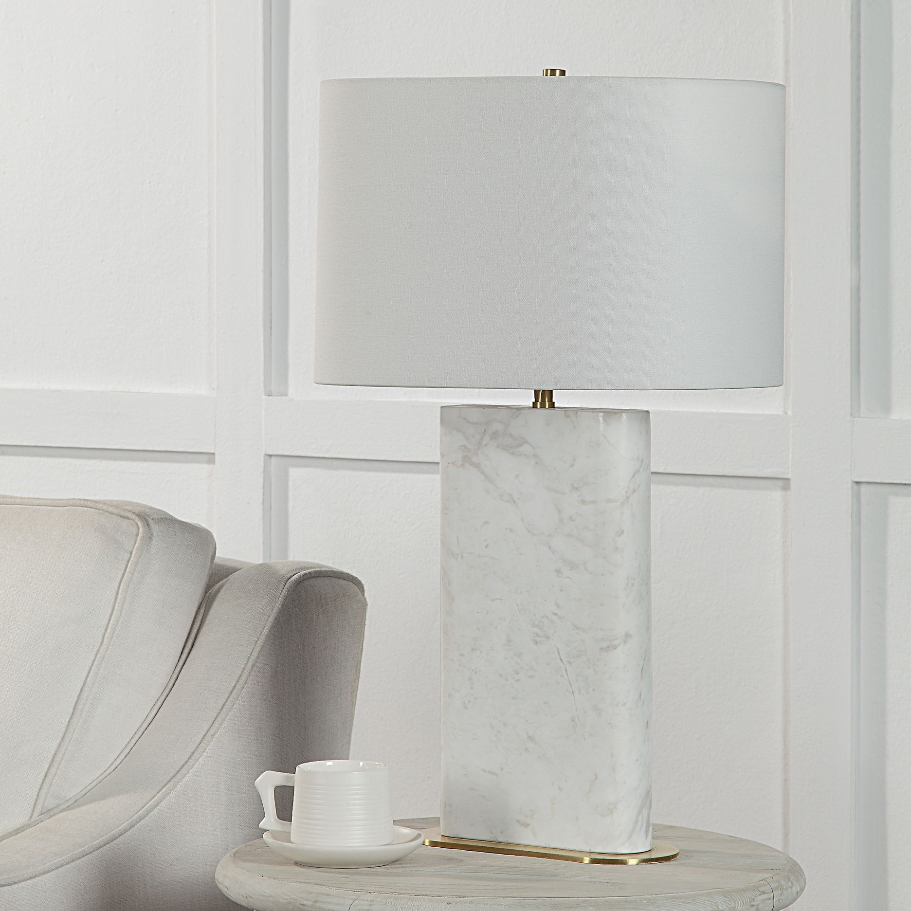 Renwil Irisa 26 3/4" High Modern Natural Honed White Marble Table Lamp