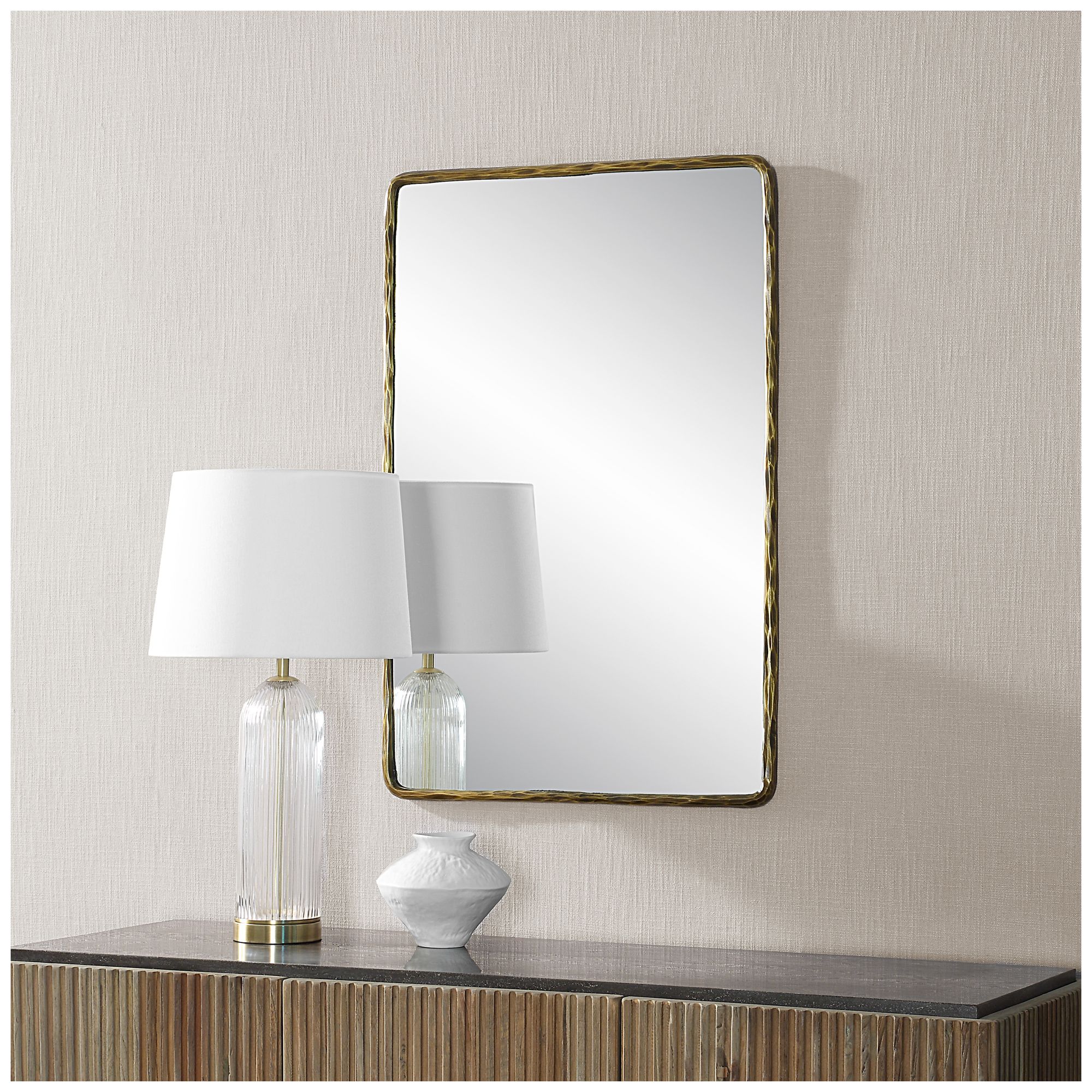 Image 2 Renwil Ivory 36" Tall Rectangle Wall Mirror, Yellow more views