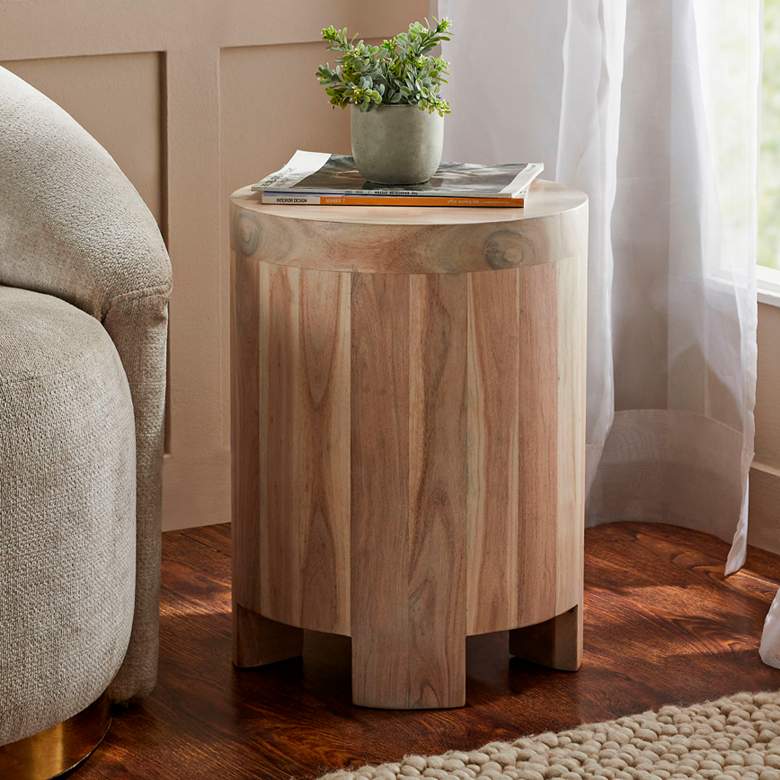 Image 1 Renwil Kernel 24" Wide Whitewash Acacia Wood Side Table