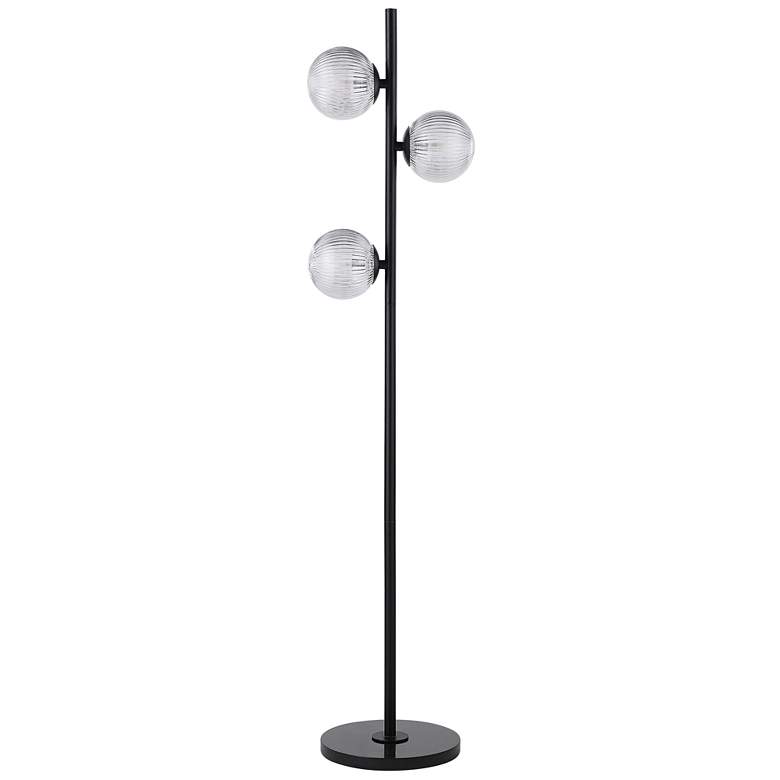 Image 1 Renwil Khera 62" Matte Black Clear Ribbed Glass Floor Lamp