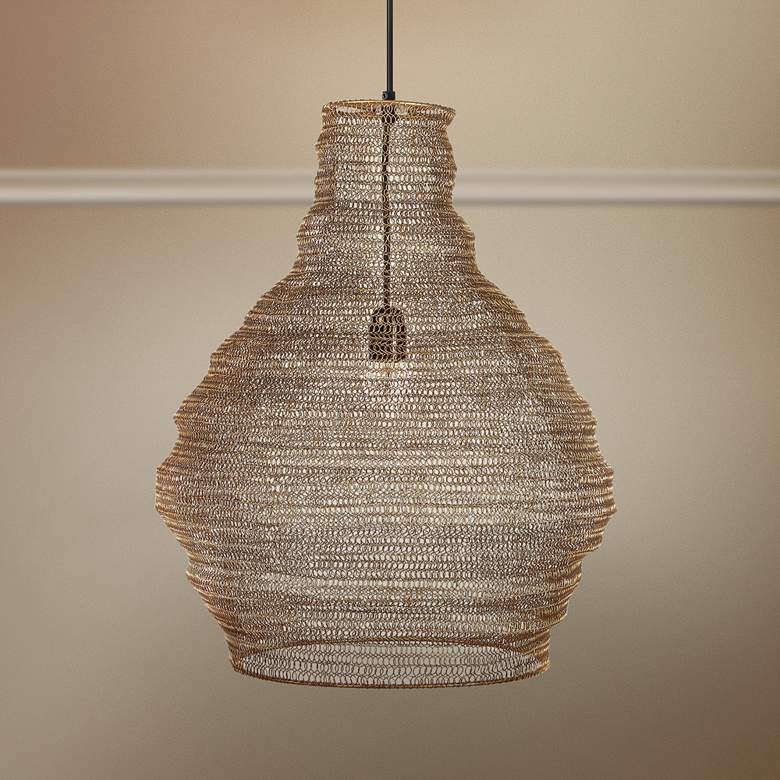 Image 1 Renwil Lighting Gere 16" Wide Modern Gold Mesh Metal Pendant Light