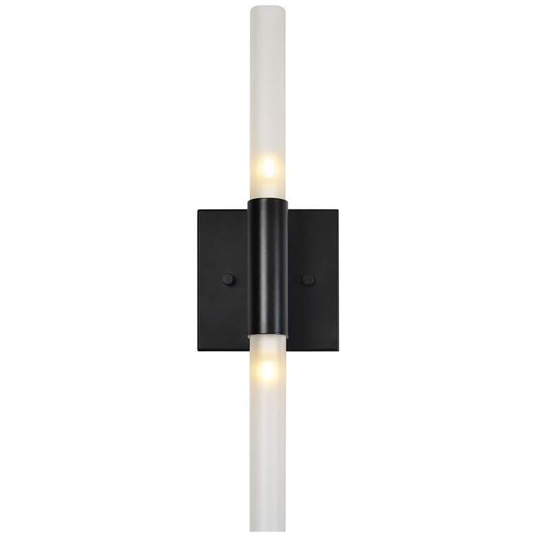 Image 1 Renwil Lina Iron Matte Black Etched Glass Wall Sconce 5x17x3"