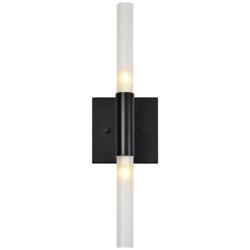Renwil Lina Iron Matte Black Etched Glass Wall Sconce 5x17x3"