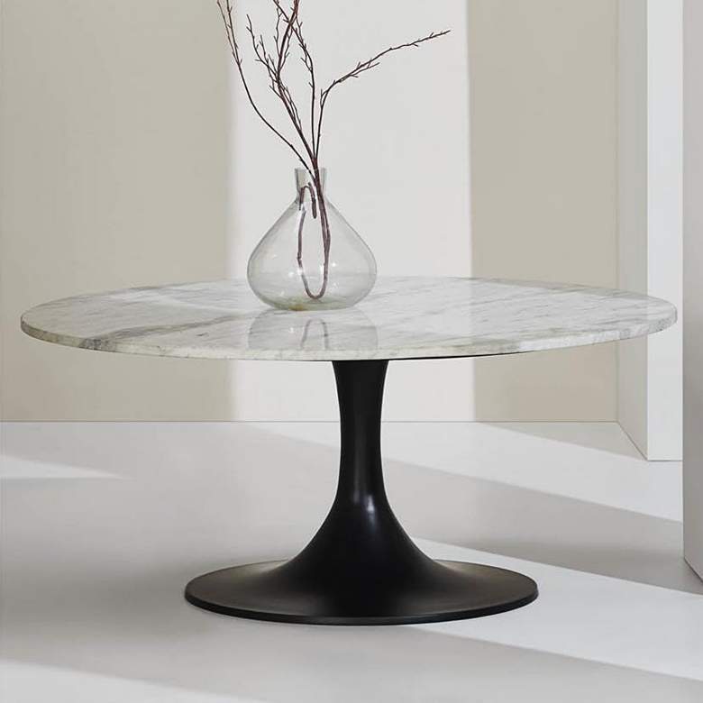 Image 1 Renwil Loveada Matte 35" Wide Matte Black Round Coffee Table