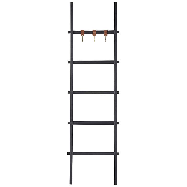 Image 1 Renwil Mareva 18" Wide Black Wood Decorative Blanket Ladder