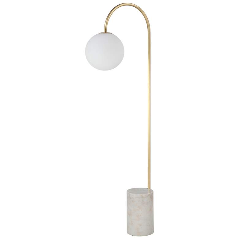Image 1 Renwil Merlot 62" Iron Satin Brass Natural White Marble Floor Lamp