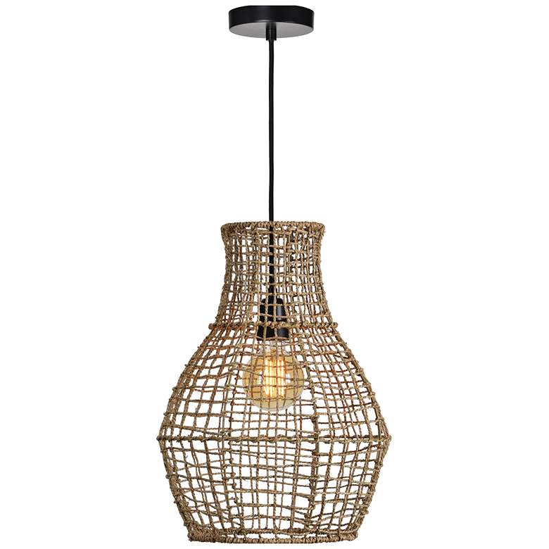 Image 1 Renwil Nahanni Seagrass Natural Mesh Ceiling Fixture 13.78x18.9x126"