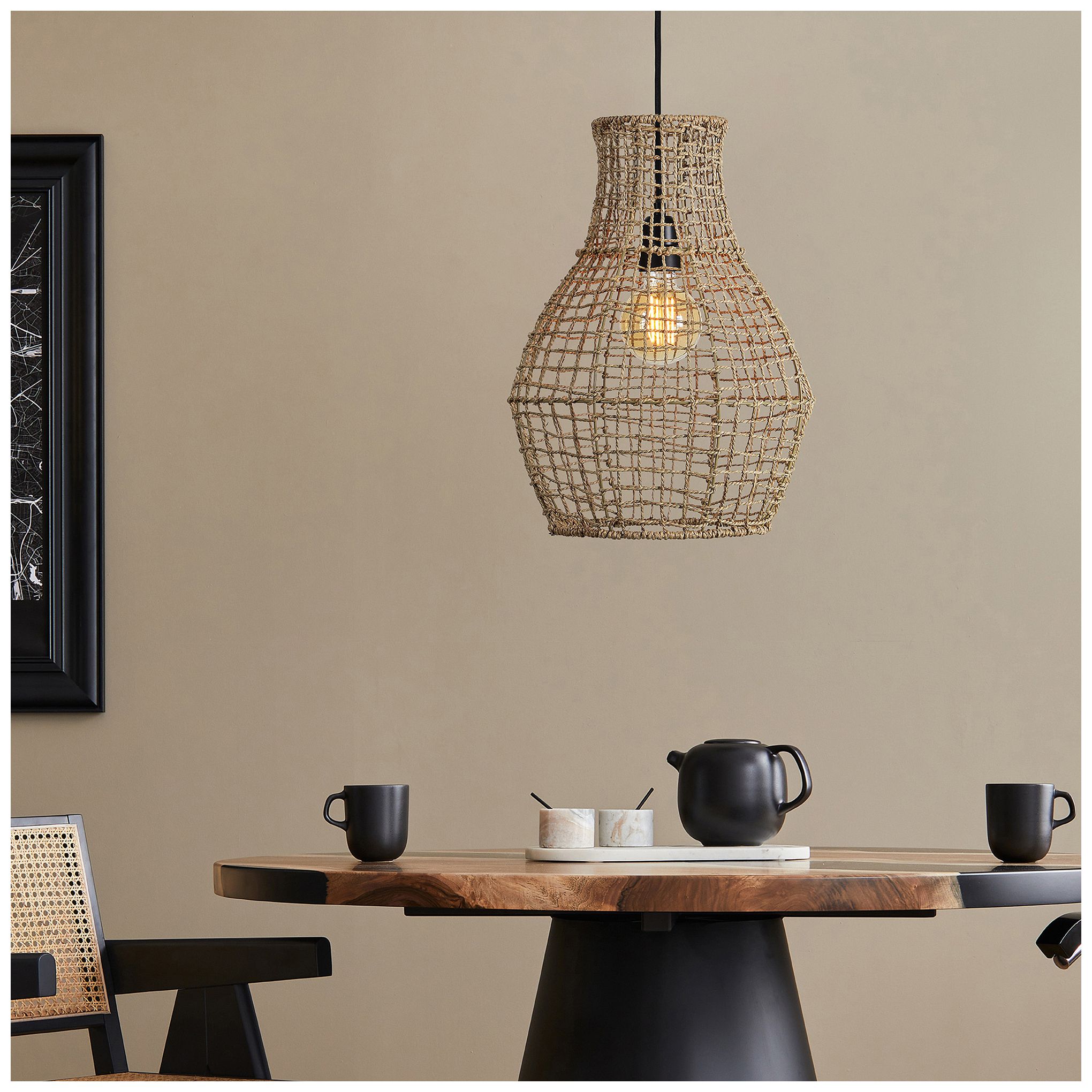 Image 3 Renwil Nahanni Seagrass Natural Mesh Ceiling Fixture 13.78x18.9x126" more views