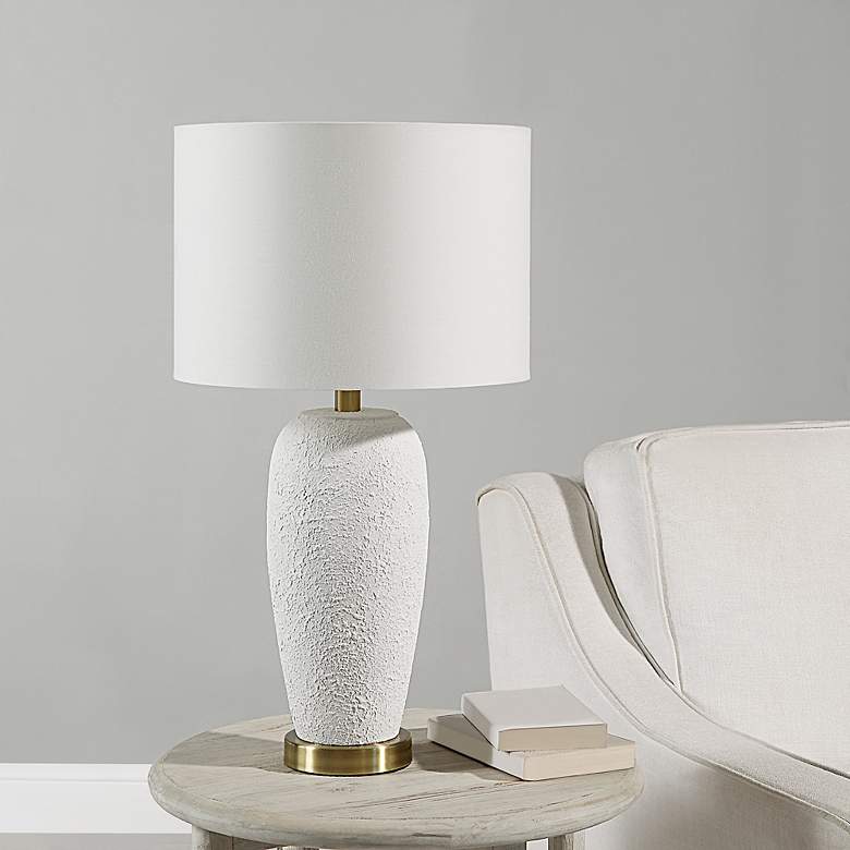Image 4 Renwil Nissa 25 1/2" High Textured Matte White Ceramic Table Lamp more views