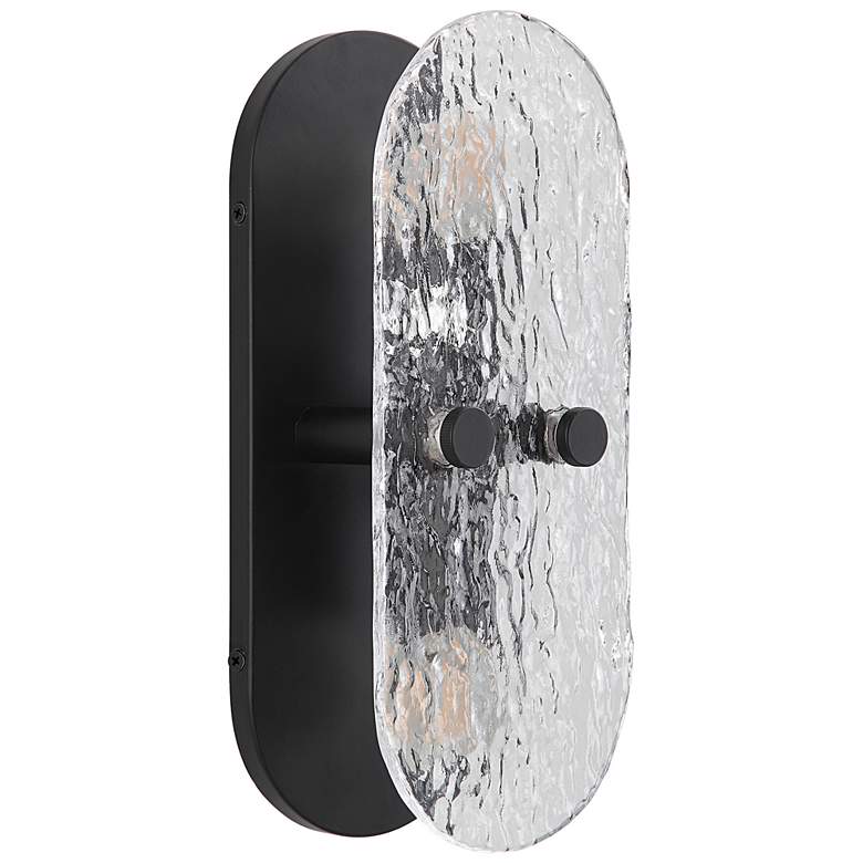 Image 1 Renwil Noci Matte Black Clear Textured Glass Wall Sconce 4.75x12x3.75"