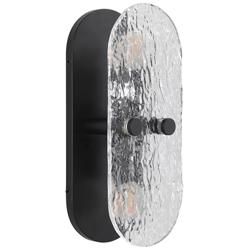 Renwil Noci Matte Black Clear Textured Glass Wall Sconce 4.75x12x3.75"