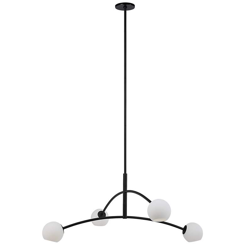 Image 1 Renwil Nube Matte Black Etched White Glass Ceiling Fixture 54X 16X 5"