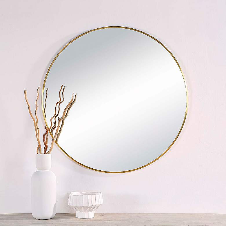 Image 1 Renwil Parga Iron Satin Brass Wall Mirror Dia-36 x 0.5