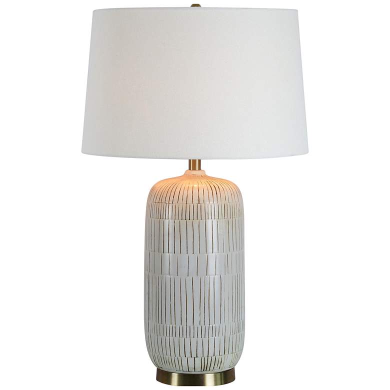 Image 1 Renwil Pierce 29" High Embossed Ceramic Cream Table Lamp